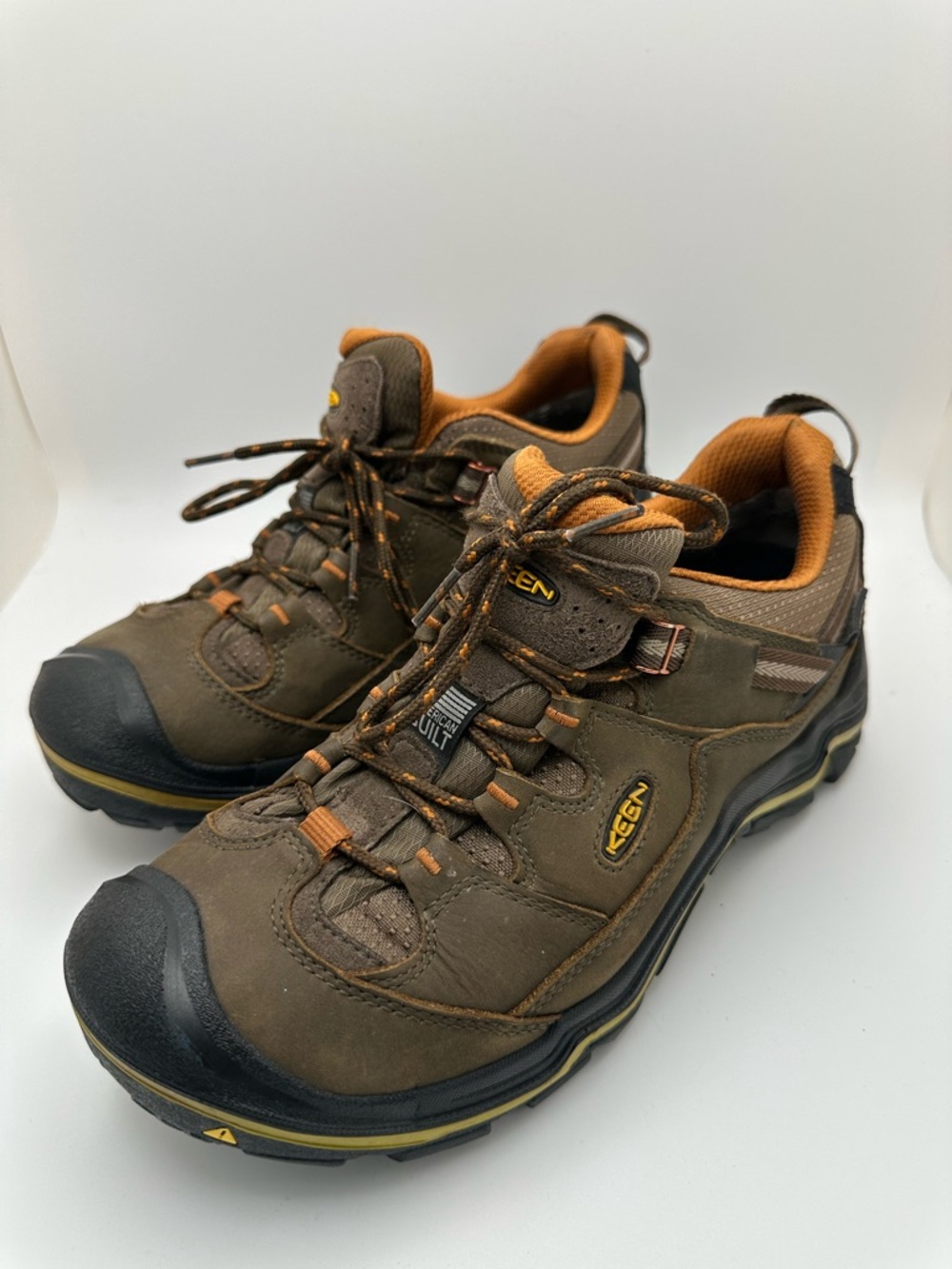 KEEN Men's Brown Orange Waterproof Hiking Shoes American Built Work Sz 10.5 - Picture 3 of 14